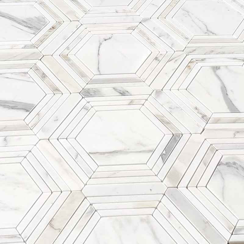 Marble Online Calacatta 9" x 8" Marble Mosaic Tile Wayfair